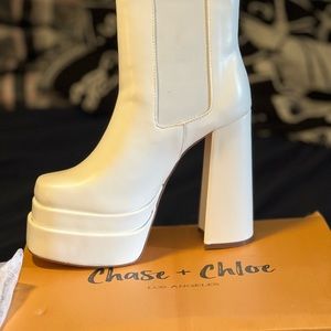 White platforms booties